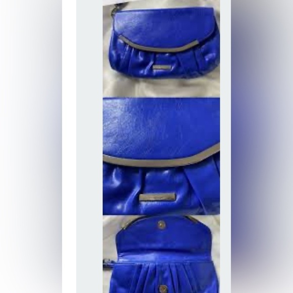 Royal Blue Kenneth Cole Reaction Envelope Style Purse Wristlet Clutch Silver - Picture 1 of 6